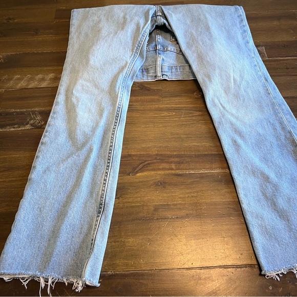 Everlane Straight Leg Jeans Pants Fringe Distr Hem Light Wash 27 High Rise - Picture 5 of 12